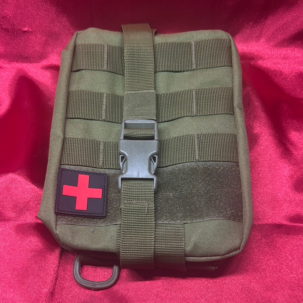 Green and Red Toiletry Bag with MOLLE System